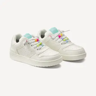 Geox J Washiba Girl D Sneaker, White/Multicolor, 39 Eu