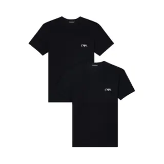 Emporio Armani Man's Bold Monogram 2-Pack Crew Neck T-Shirt, Schwarz, Xxl, Fitted, Schwarz/schwarz, Xxl