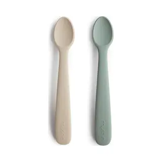 Mushie 2er Set Babylöffel Für Kinder | Bpa-freier Silikonlöffel | Löffel Spülmaschinenfester Fütterlöffel | Langlebiges Zubehör Für