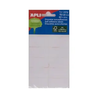 Apli Mini-Etiketten 19 X 40 Mm, Weiß (60 Stück)