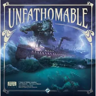Asmodee Unfathomable The year is 1913. The steamship Ss Atlantica is two days out from port on its voyage across the Atlantic Ocean. Its unsuspecting passengers fully anticipated a calm journey to Boston, Massachusetts, with nothing out of the ordinary to look forward to. However, strange nightmares plague the minds of the people aboard the ship every night; rumors circulate of dark shapes following closely behind the ship just beneath the waves; and tensions rise when a body is discovered in the ship's chapel, signs of a strange ritual littered around the corpse. Brettspiel