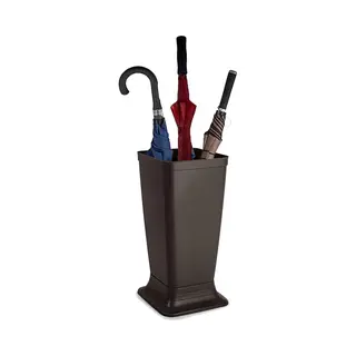 Plasticforte Paraplubak/parapluhouder Plain - Bruin - Glad Kunststof - D26 X H52 Cm - Op Verhoogde Voet - Uitlekbak