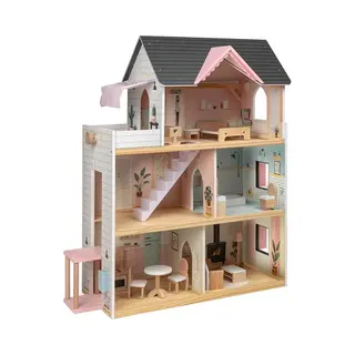 Eurekakids Poppenhuis - Houten Poppenhuis Met Meubilair - Inclusief Licht En Geluid