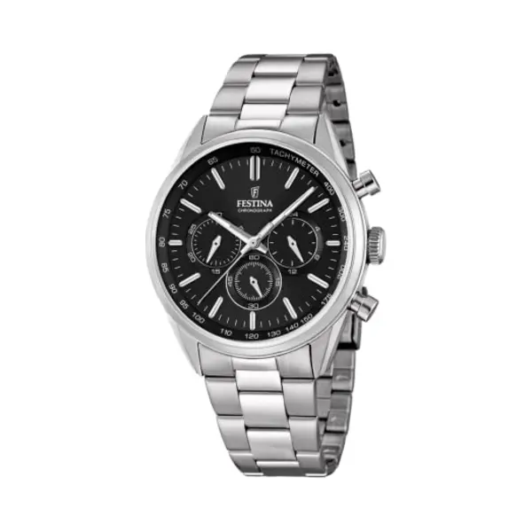 Festina Klok F16820-4, Zwart/zilver, Riem, Zwart/Zilver, Riem thumbnail