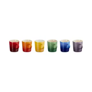 Le Creuset Aardewerk Regenboog Espresso Mokken | 100ml | 6 Stuks