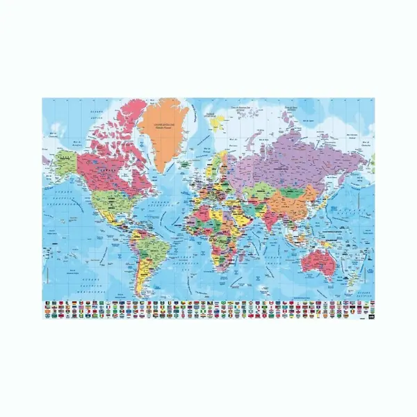 Grupo Erik Poster Map World - Physical Politic - Portugees - 91, 5x61cm thumbnail