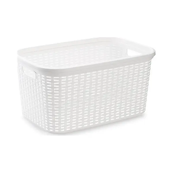 Plasticforte Wasmand - 35 Liter - Rotan - Wit - Kunststof - 53 X 36 X 26 Cm thumbnail