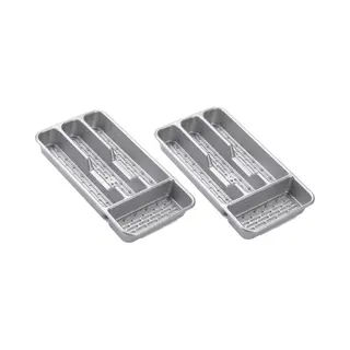 Plasticforte Bestekbak - 4-vaks - Grijs - 33 X 18 X 4 Cm - Bestekhouders