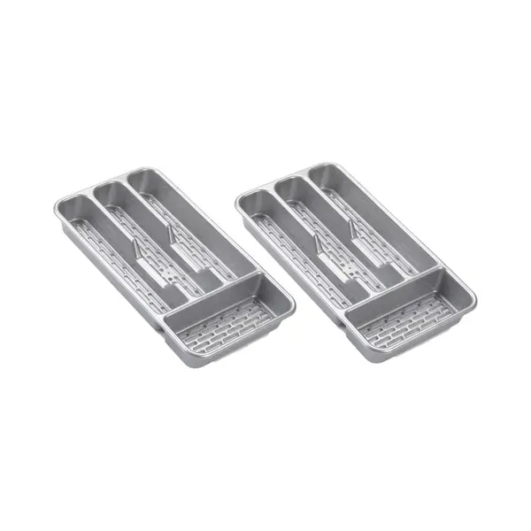 plastific Small Tier Cutlery Tray Classic In Silver | Bpa Free Plastic Drawer Organizer With 4 Compartments | Durable Kitchen Storage For Spoons Forks Knives thumbnail