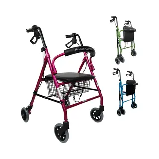 Mobiclinic®, Walker For Elderly, Escorial Model, European Brand, Folding, Manual And Lockable Brakes, Aluminium, Light And Resistant, Rollator With 4