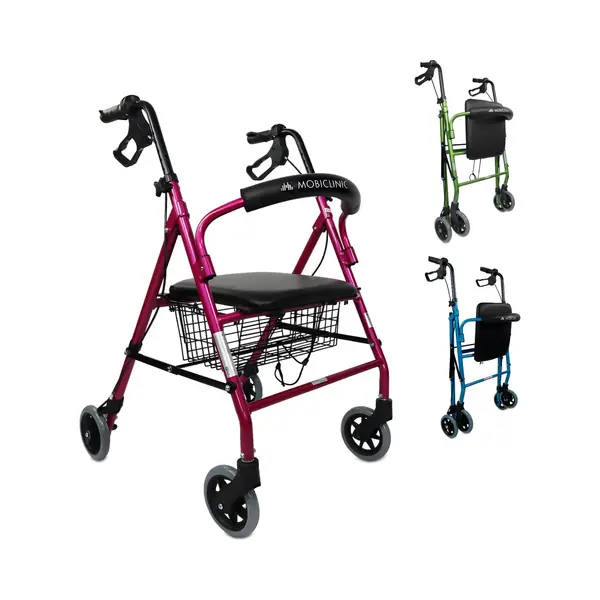 Mobiclinic®, Walker For Elderly, Escorial Model, European Brand, Folding, Manual And Lockable Brakes, Aluminium, Light And Resistant, Rollator With 4 thumbnail