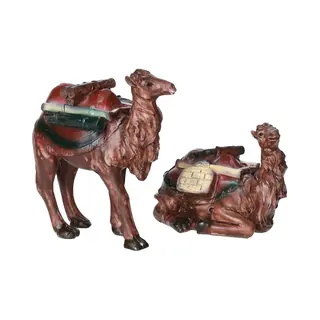 Kerststal Kamelen Beeldjes - 2x Stuks - 11 X 12 X 5, 5 Cm - Kamelenbeeldjes - Dierenbeeldjes - Kerststalbeeldjes