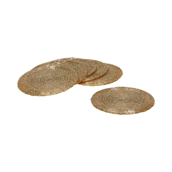 Gerimport Onderzetters - 6x Stuks - Kunststof - Goud - 10 Cm - Voor Glazen thumbnail