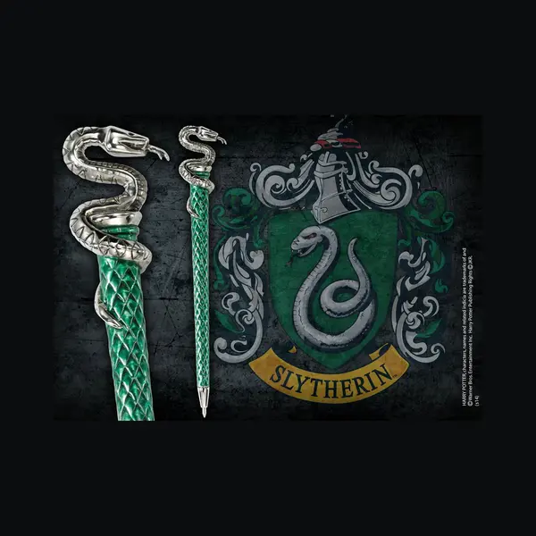 Noble Collection, Schrijfpennen, Harry Potter - Zweinstein Slytherin Biros (Goud) thumbnail