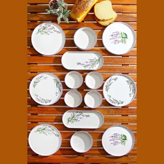 Asir 14-delige Ontbijtset – Wit & Paars – 25 X 11 X 3, 5 Cm