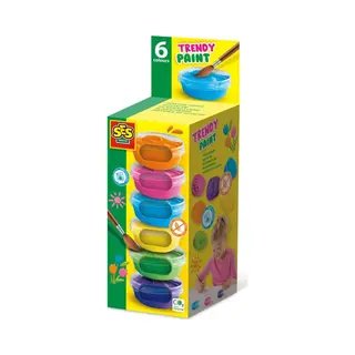 Ses Creative Plakkaatverf Trendy (6x45ml) - extra dekkende plakkaatverf - trendy kleuren - hersluitbare potjes - makkelijk uitwasbaar