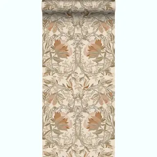 ESTAhome Tapete Blumenmuster Im Jugendstil Hellbeige Und Altrosa 53 Cm X 10.05 M