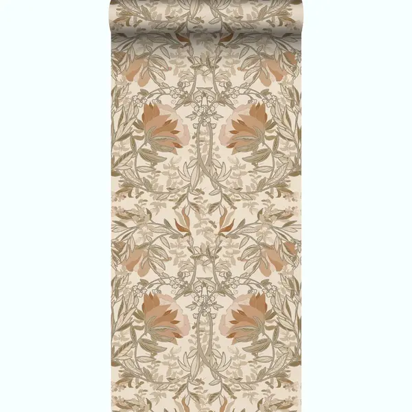 ESTAhome Tapete Blumenmuster Im Jugendstil Hellbeige Und Altrosa 53 Cm X 10.05 M thumbnail