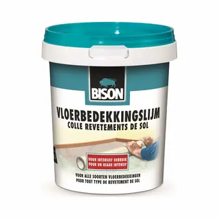 Bison Vloerbedekkingslijm Pot 1 Kg, Kant & Klare Lijm, Permanent Verlijmen, Vloerbedekking, Tapijttegels, Vloerverwarming Geschikt