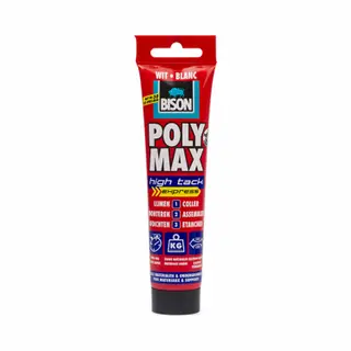 Bison Poly Max High Tack Express Wit Tube 165 Gram, Montagelijm, Lijmen, Monteren En Afdichten, Unieke Smp Technologie, Oplosmiddelvrij, Binnen En