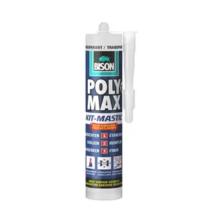 Bison Poly Max Kit Transparant Koker 280 Ml, Alles In 1 Kit, Waterdichte Afdichting, Universeel, Binnen En Buiten, Overschilderbaar, Vullend,