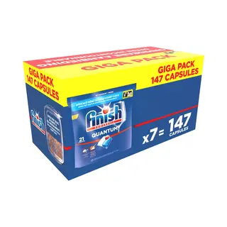 Finish Powerball Quantum Ultimate - Vloeibare Powerball Voor Afwasmachine - Reinigt, Ontvet En Doet Glanzen - 147 Tabletten - Voordeelverpakking