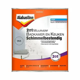Alabastine Muurverf Badkamer En Keuken Schimmelbestendig - Grijs - 1 Liter