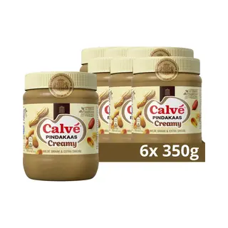 Calvé Pindakaas Creamy - 6 X 350 Gram - Voordeelverpakking