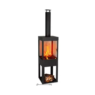 Bbq Collection Houtkachel Met Schoorsteen - Tuinhaard 194 X 44 X 47 Cm - Terrashaard Met Vonkenscherm - Terraskachel Met As-Opvangbak En Brandhout
