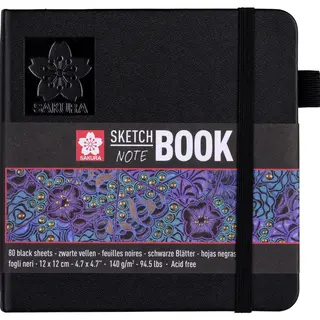 Sakura Sketch Notebook-80 Sheets, Black Pages, 12 X 12 Cm, 94141002