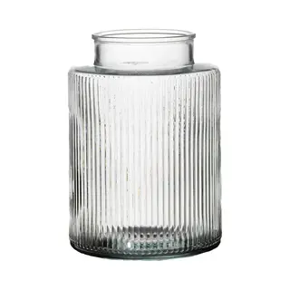 Hakbijl Glass Bloemenvaas Yara - Transparant - Glas - D13 X H18 - Decoratie - Vazen