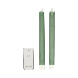 Anna's Collection Led Dinerkaarsen - 2x St - Jade Groen - 23 Cm - Afstandsbediening - Kaarsen