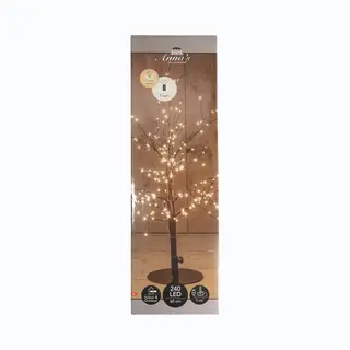 Anna's Collection Lichtboom - Zwart - Metaal - 60 Cm - 240 Led Lichtjes - Klassiek Warm - Verlichte Kerstboom