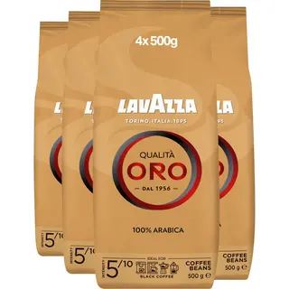 Lavazza Qualità Oro Koffiebonen - 100% Arabica Koffie Bonen - Intensiteit 5/10 - 4 X 500 Gram