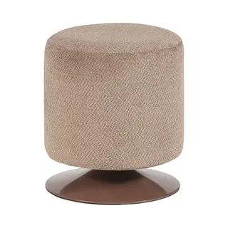 Woood Islen Poef Met Draaivoet - Bouclé - Bruin - 47x39x39 Cm