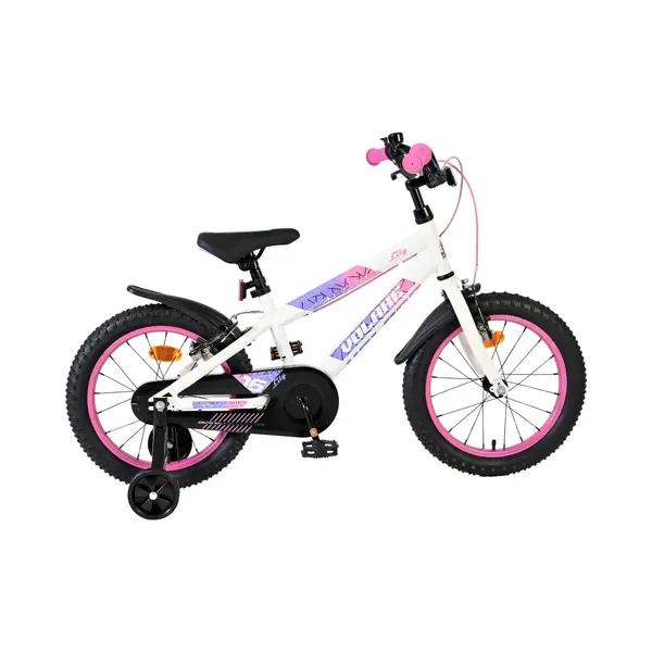 Volare Kinderfahrrad Lily 16 Zoll Für Mädchen Weiß/Rosa/Lila - Zwei Handbremsen, Luftreifen, Abnehmbare Stützräder, Geschlossener Kettenschutz, thumbnail