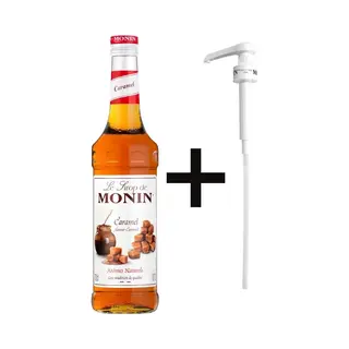 Monin Caramel Karamel 70cl Koffiesiroop Met 1x Monin Pompje