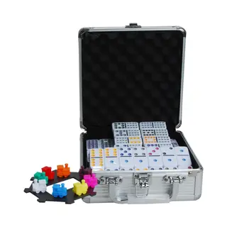 Engelhart Domino - Dubbel 12 Mexican Train - 91 Stenen In Aluminium Koffer