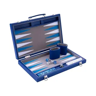 Longfield Backgammon 15 ", Grijs/blauw/wit Ingelegd Vilt