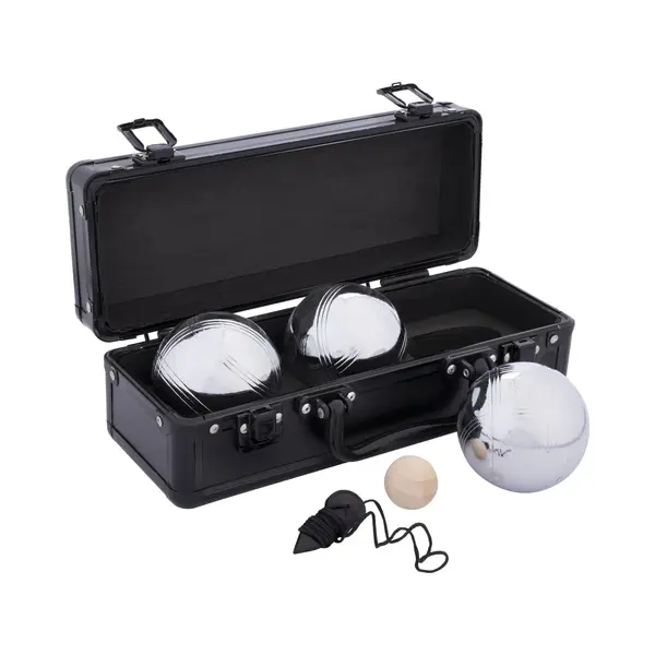 Engelhart - 010124 - Boule Set Aus Metall Mit Koffer, 3 Kugeln 74 Mm, 720 G – Pétanque Oder Boccia Spiel – Triplette Mit Zielkugel thumbnail