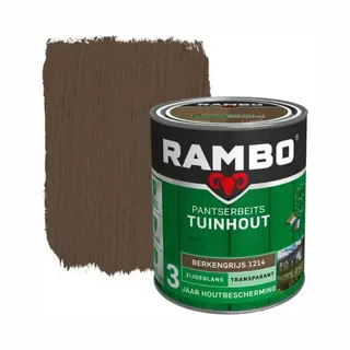 Rambo Pantserbeits Tuinhout Zijdeglans Transparant - Gelijkmatig Vloeiend - Berkengrijs - 0.75L
