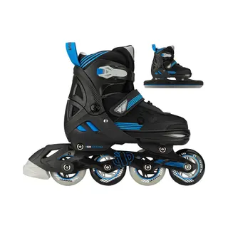 Nijdam 2-in-1 Combo Skeelers Kind Verstelbaar- Noren - Zwart/Blauw - Maat 33-36