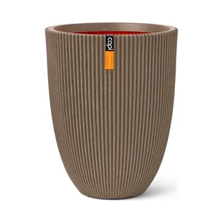 Capi Europe - Gefäß Elegant Niedrig Groove Nl - 34x46 - Warm Taupe - Öffnung Ø27 - Blumentopf Für Den Innen- Und Außeneinsatz - Made In Holland