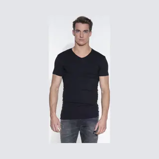 Slater 2er-Pack Stretch V-Ausschnitt T-shirt Schwarz - Größe Xxl