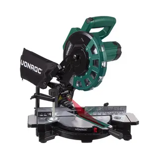 Vonroc Afkortzaag - Verstekzaag – 1700W – Ø216MM – 4900 /min - Met Laser, Tafelverbreders & Diepteregeling – Incl. Zaagblad En Werkstukklem