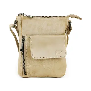 Bear Design Davide Kleine Leren Crossbodytas / Schoudertas Dames - Leer - Feather Beige