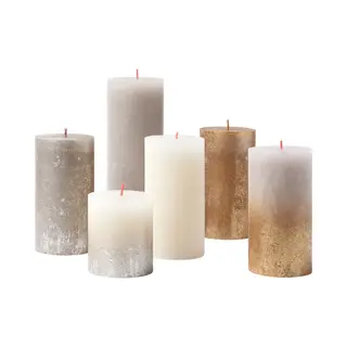 Bolsius Rustik Stumpenkerzen - Geschenkset Mit 6 Stück - New Sparkle - Dekorative Haushaltskerzen - Lange Brenndauer - Duftfrei - Enthält