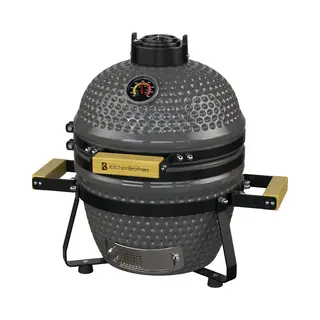 KitchenBrothers Kamado Bbq - Pfas Vrij - 13 Inch Houtskool Barbecue - 27⌀ Cm - Deluxe Set - Egg Bbq Met Accessoires Inclusief Hoes - Grijs