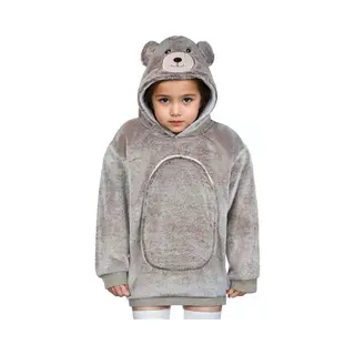 Noxxiez Hoodie Deken Beer - Kindertrui Fleece 3-6 Jaar - Knuffel.
