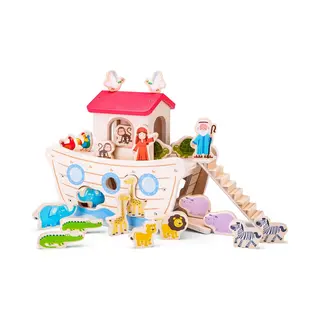 New Classic Toys® Houten Ark Van Noach Speelset - Educatief Speelgoed Met Vormenstoof - Inclusief 10 Paar Dieren (10 Paar)